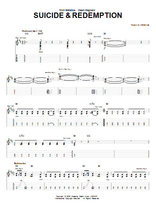 Metallica Suicide & Redemption sheet music notes and chords. Download Printable PDF.