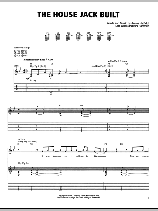 Metallica The House Jack Built sheet music notes and chords. Download Printable PDF.
