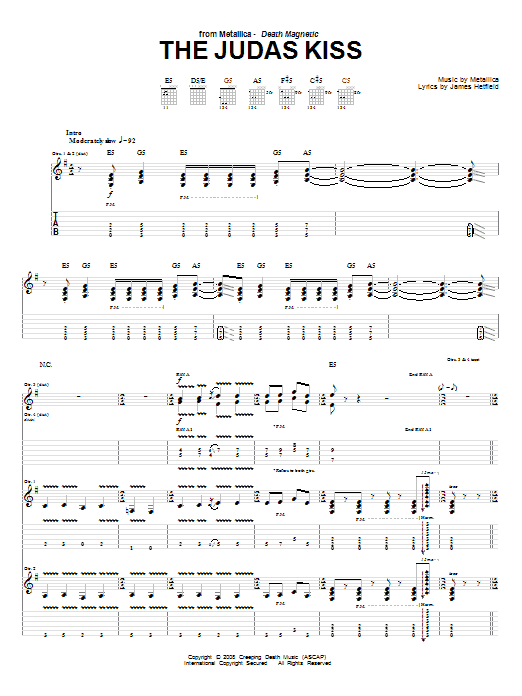 Metallica The Judas Kiss sheet music notes and chords. Download Printable PDF.