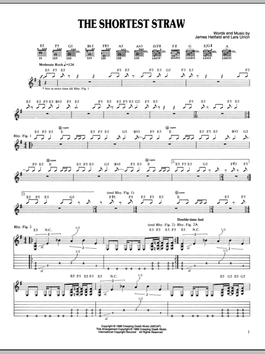 Metallica The Shortest Straw sheet music notes and chords. Download Printable PDF.