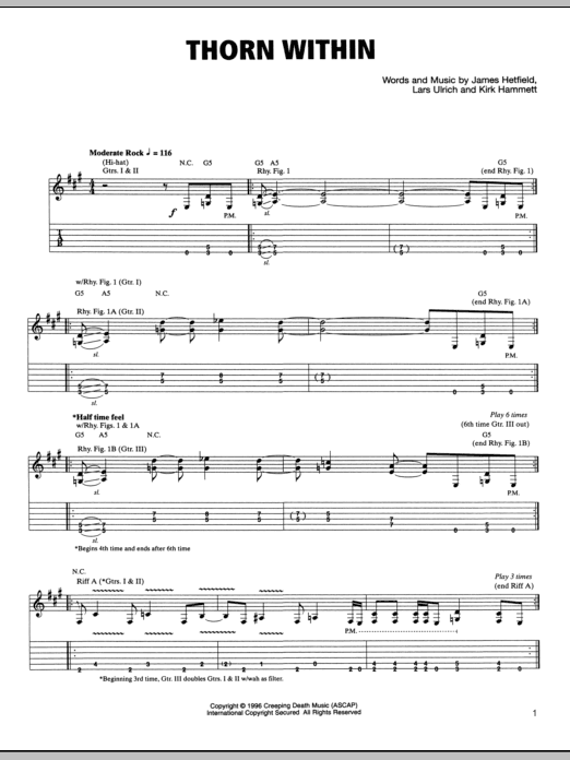 Metallica The Thorn Within sheet music notes and chords. Download Printable PDF.