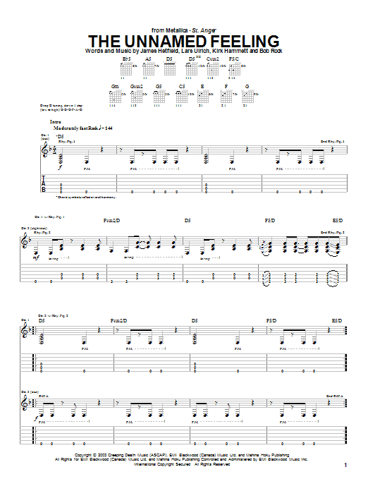 Metallica The Unnamed Feeling sheet music notes and chords. Download Printable PDF.