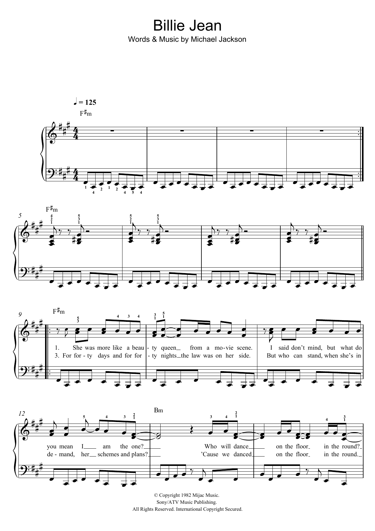 Michael Jackson Billie Jean sheet music notes and chords. Download Printable PDF.