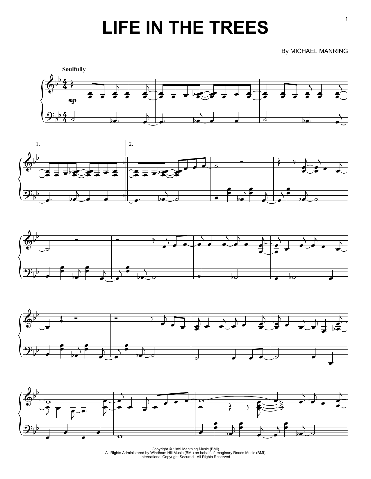 Michael Manring Life In The Trees sheet music notes and chords. Download Printable PDF.