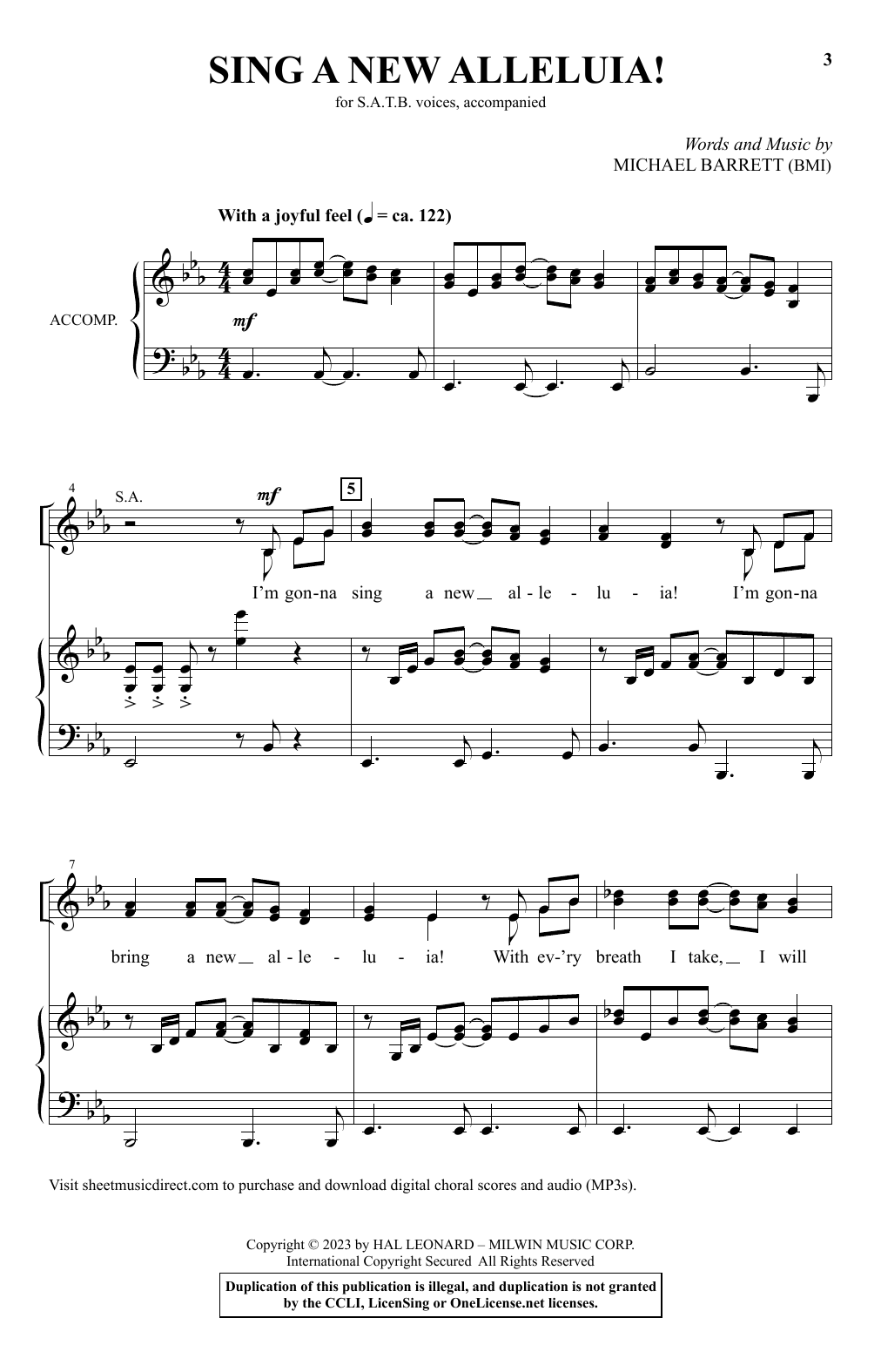 Learn to play Michael Barrett Sing A New Alleluia! sheet music for SATB Choir in minutes. Price: 3.9900$ Michael Barrett Sing A New Alleluia! sheet music notes and chords arranged for SATB Choir