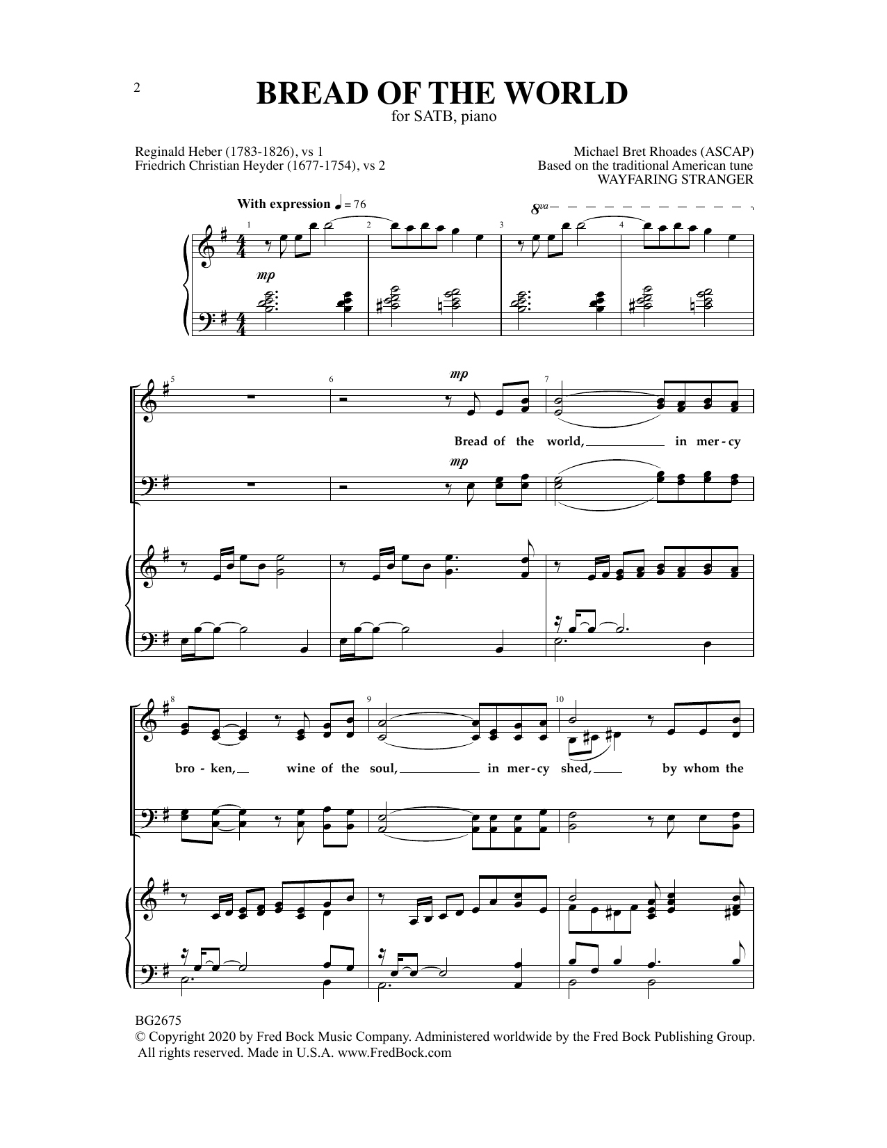 Learn to play Michael Bret Rhoades Bread Of The World sheet music for SATB Choir in minutes. Price: 3.9900$ Michael Bret Rhoades Bread Of The World sheet music notes and chords arranged for SATB Choir
