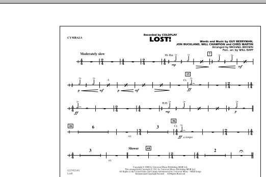 Michael Brown Lost! - Cymbals sheet music notes and chords. Download Printable PDF.