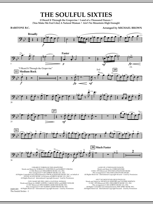 Learn to play Michael Brown The Soulful Sixties - Baritone B.C. sheet music for Concert Band in minutes. Price: 7.8900$ Michael Brown The Soulful Sixties - Baritone B.C. sheet music notes and chords arranged for Concert Band