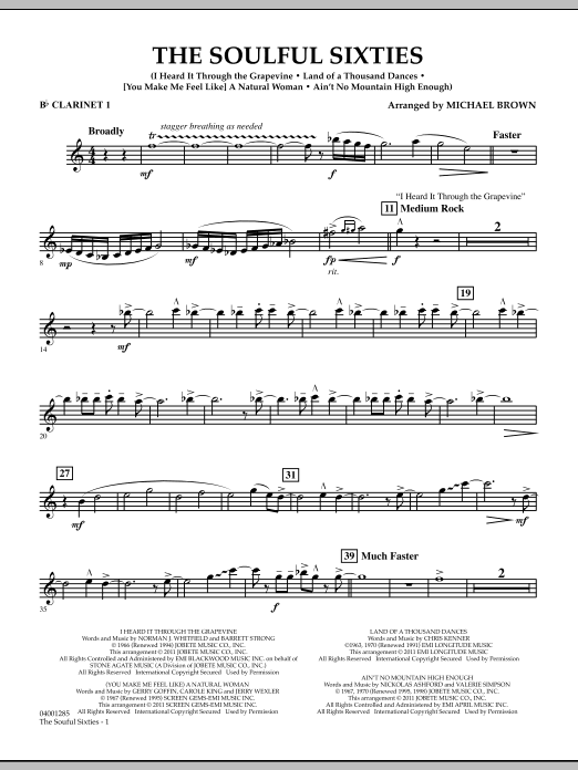 Learn to play Michael Brown The Soulful Sixties - Bb Clarinet 1 sheet music for Concert Band in minutes. Price: 7.8900$ Michael Brown The Soulful Sixties - Bb Clarinet 1 sheet music notes and chords arranged for Concert Band