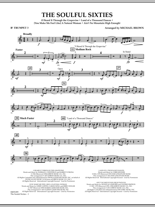 Learn to play Michael Brown The Soulful Sixties - Bb Trumpet 3 sheet music for Concert Band in minutes. Price: 7.8900$ Michael Brown The Soulful Sixties - Bb Trumpet 3 sheet music notes and chords arranged for Concert Band