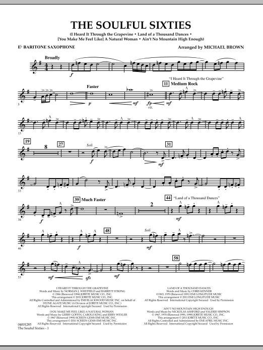 Learn to play Michael Brown The Soulful Sixties - Eb Baritone Saxophone sheet music for Concert Band in minutes. Price: 7.8900$ Michael Brown The Soulful Sixties - Eb Baritone Saxophone sheet music notes and chords arranged for Concert Band