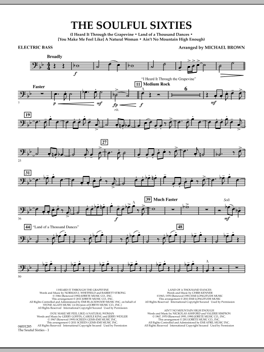 Learn to play Michael Brown The Soulful Sixties - Electric Bass sheet music for Concert Band in minutes. Price: 7.8900$ Michael Brown The Soulful Sixties - Electric Bass sheet music notes and chords arranged for Concert Band