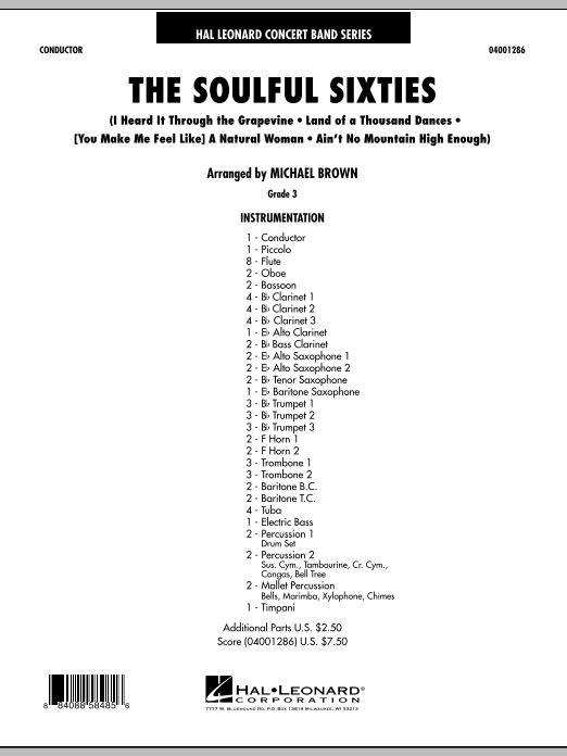 Learn to play Michael Brown The Soulful Sixties - Full Score sheet music for Concert Band in minutes. Price: 9.9900$ Michael Brown The Soulful Sixties - Full Score sheet music notes and chords arranged for Concert Band