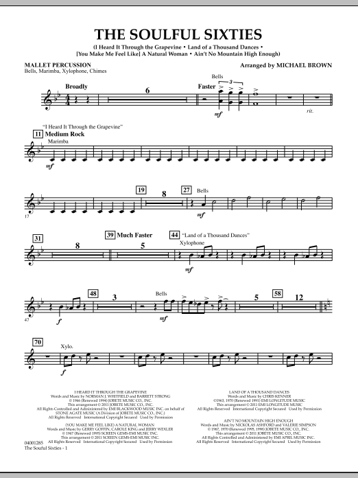 Learn to play Michael Brown The Soulful Sixties - Mallet Percussion sheet music for Concert Band in minutes. Price: 7.8900$ Michael Brown The Soulful Sixties - Mallet Percussion sheet music notes and chords arranged for Concert Band