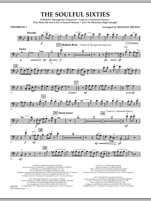 Learn to play Michael Brown The Soulful Sixties - Trombone 1 sheet music for Concert Band in minutes. Price: 7.8900$ Michael Brown The Soulful Sixties - Trombone 1 sheet music notes and chords arranged for Concert Band