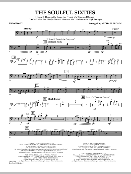 Learn to play Michael Brown The Soulful Sixties - Trombone 2 sheet music for Concert Band in minutes. Price: 7.8900$ Michael Brown The Soulful Sixties - Trombone 2 sheet music notes and chords arranged for Concert Band