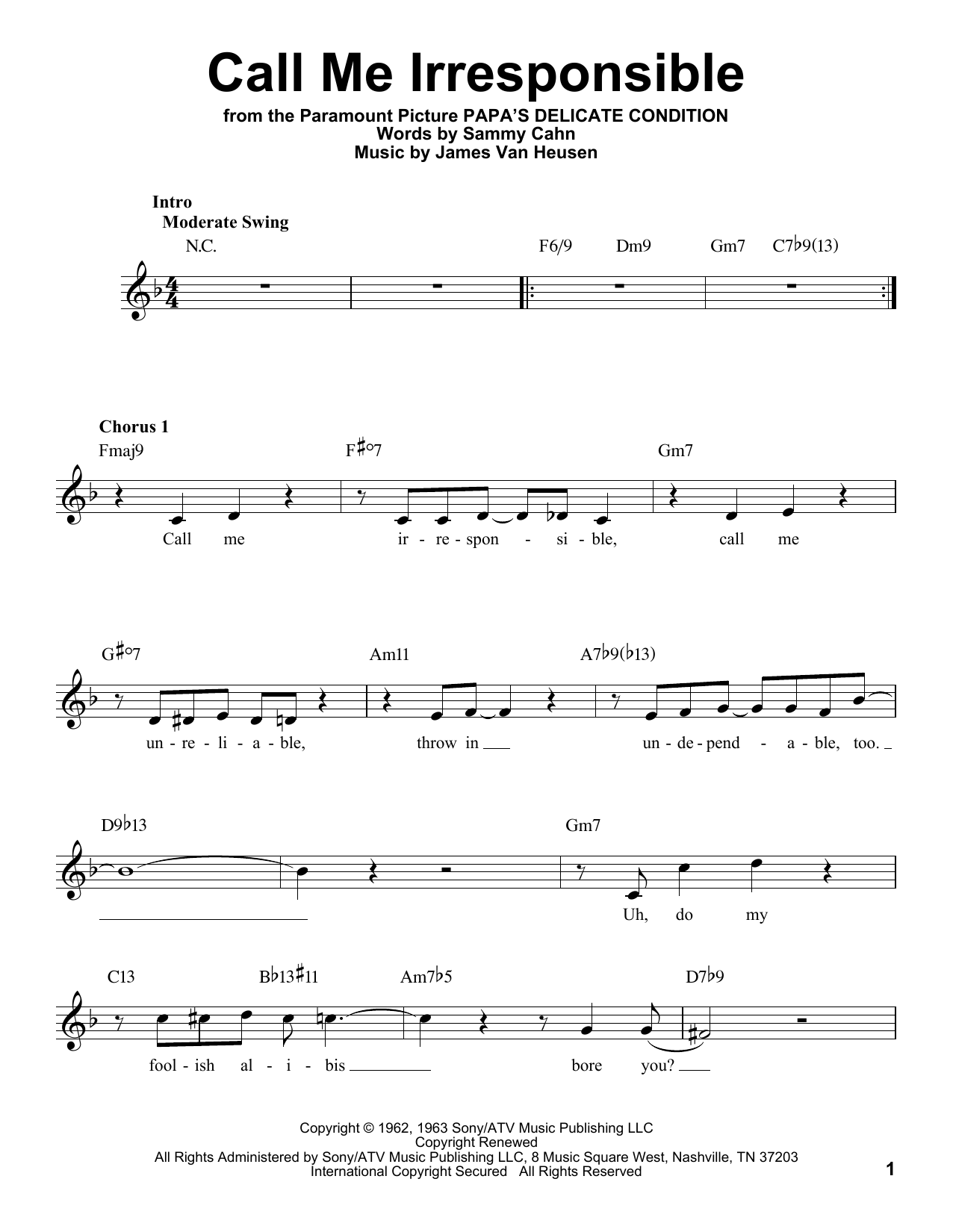 Michael Bublé Call Me Irresponsible sheet music notes and chords. Download Printable PDF.