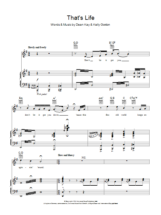 Michael Buble That's Life sheet music notes and chords. Download Printable PDF.