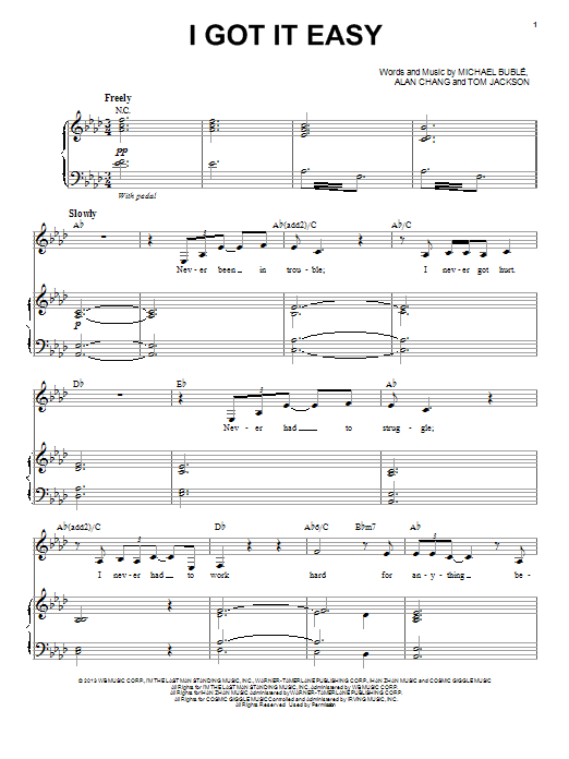 Learn to play Michael Buble I Got It Easy sheet music for Piano, Vocal & Guitar (Right-Hand Melody) in minutes. Michael Buble I Got It Easy sheet music notes and chords. Download Printable PDF.