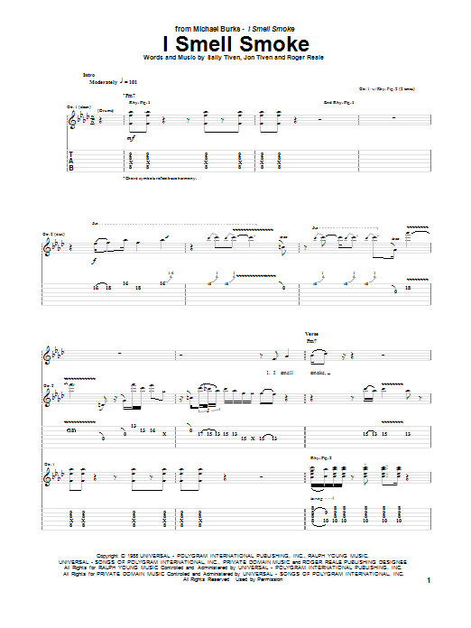 Michael Burks I Smell Smoke sheet music notes and chords. Download Printable PDF.