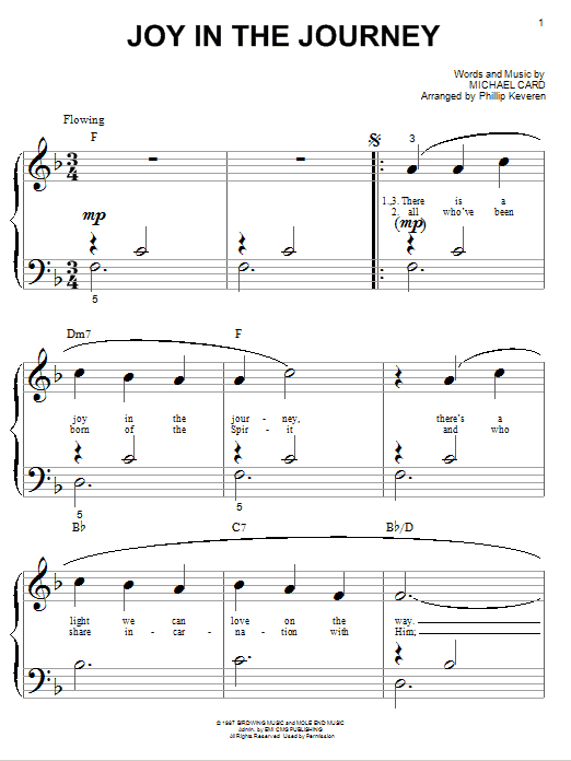 Learn to play Michael Card Joy In The Journey sheet music for Big Note Piano in minutes. Price: 6.9900$ Michael Card Joy In The Journey sheet music notes and chords arranged for Big Note Piano