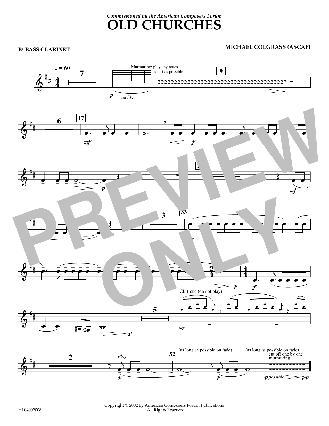 Learn to play Michael Colgrass Old Churches - Bb Bass Clarinet sheet music for Concert Band in minutes. Price: 5.9900$ Michael Colgrass Old Churches - Bb Bass Clarinet sheet music notes and chords arranged for Concert Band