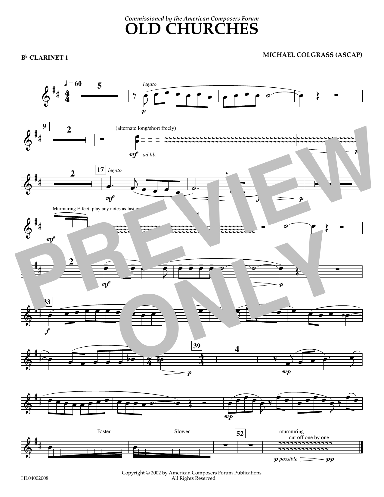 Learn to play Michael Colgrass Old Churches - Bb Clarinet 1 sheet music for Concert Band in minutes. Price: 5.9900$ Michael Colgrass Old Churches - Bb Clarinet 1 sheet music notes and chords arranged for Concert Band