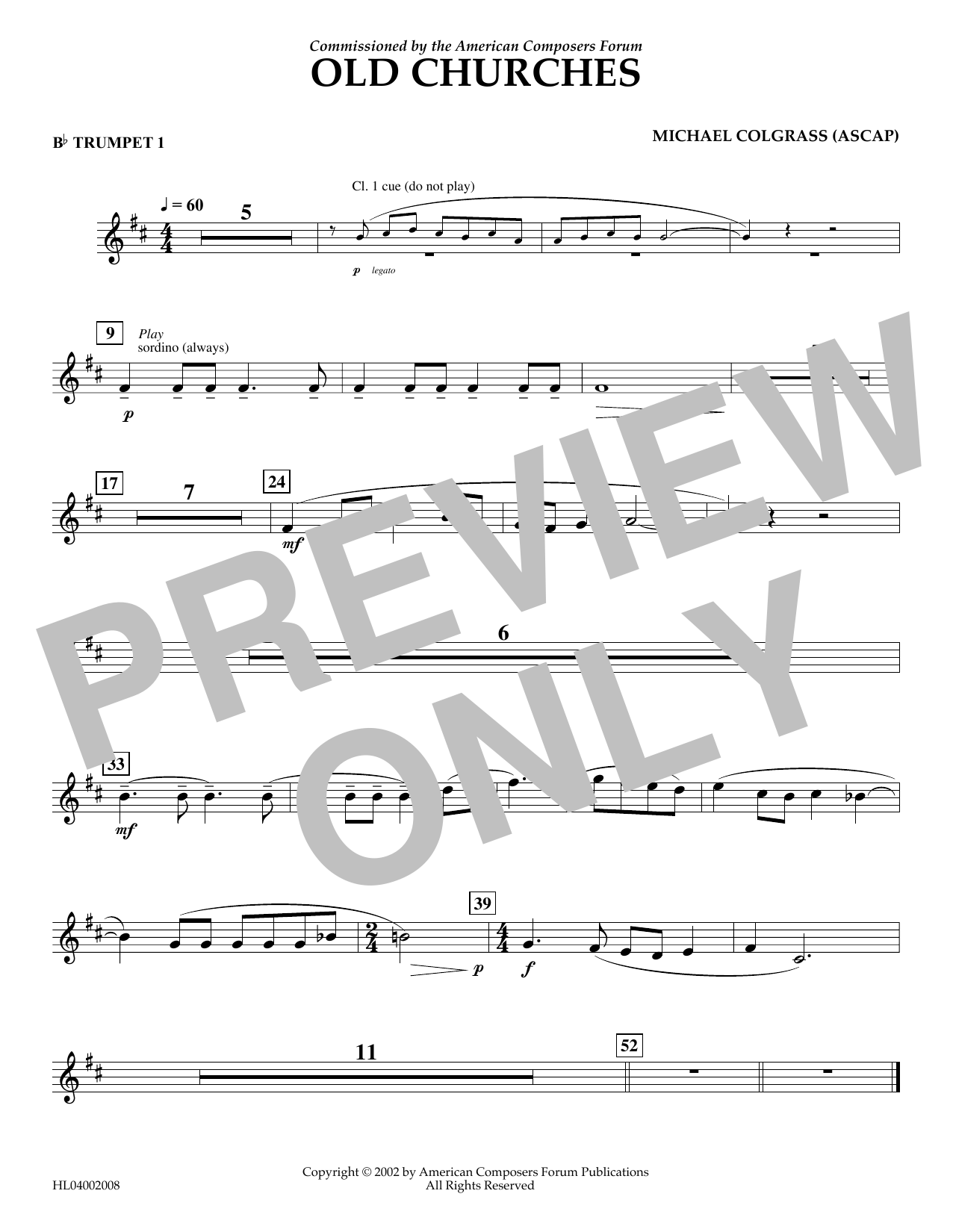 Learn to play Michael Colgrass Old Churches - Bb Trumpet 1 sheet music for Concert Band in minutes. Price: 5.9900$ Michael Colgrass Old Churches - Bb Trumpet 1 sheet music notes and chords arranged for Concert Band