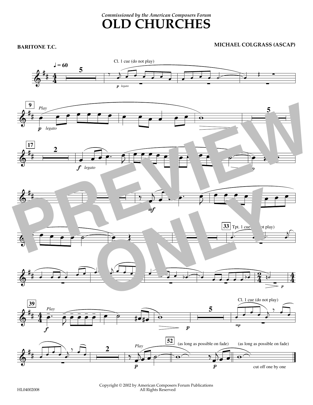 Learn to play Michael Colgrass Old Churches - Euphonium in Treble Clef sheet music for Concert Band in minutes. Price: 5.9900$ Michael Colgrass Old Churches - Euphonium in Treble Clef sheet music notes and chords arranged for Concert Band