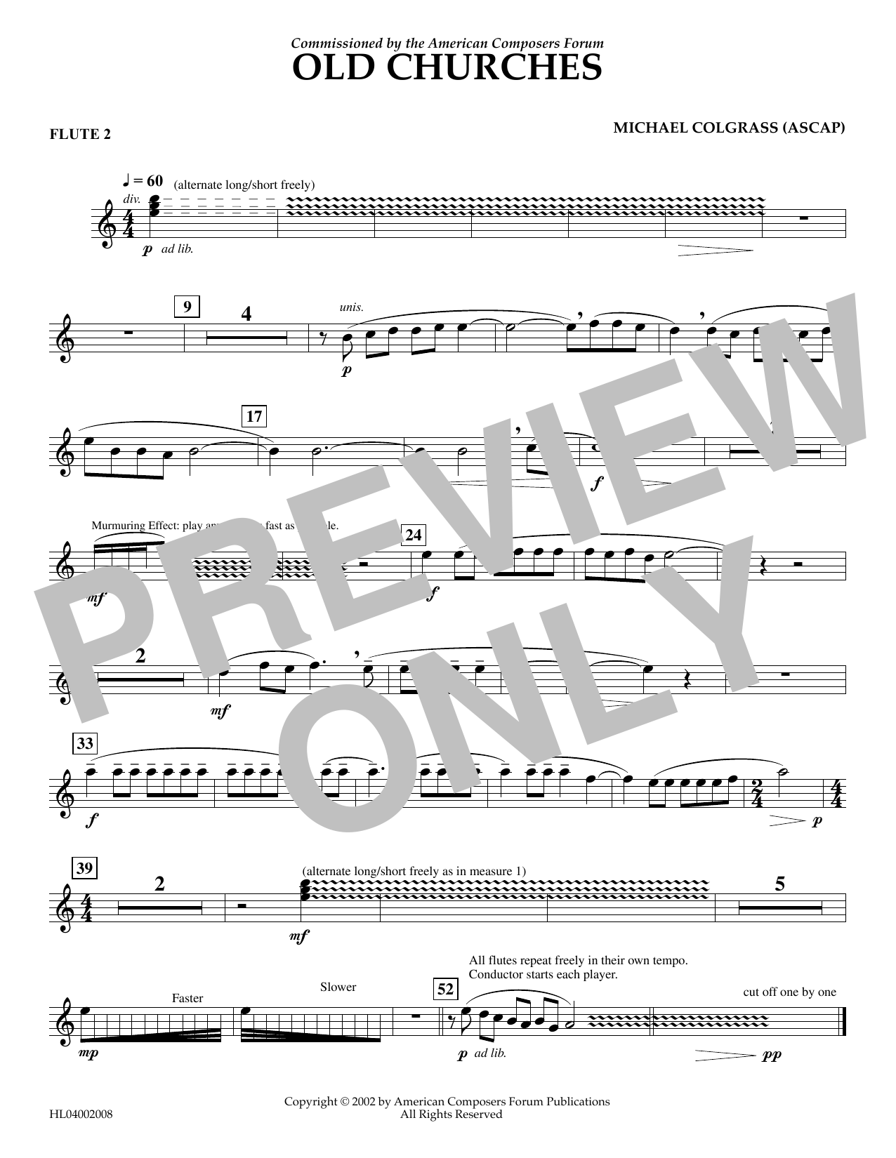 Learn to play Michael Colgrass Old Churches - Flute 2 sheet music for Concert Band in minutes. Price: 5.9900$ Michael Colgrass Old Churches - Flute 2 sheet music notes and chords arranged for Concert Band