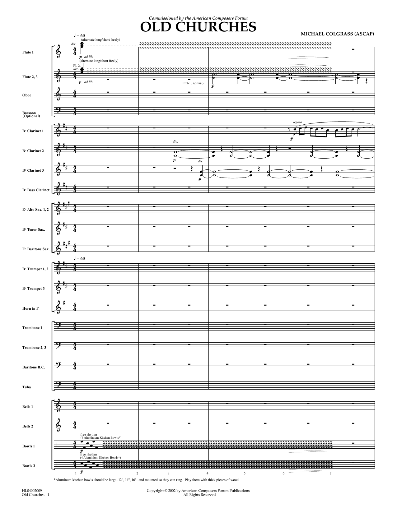 Learn to play Michael Colgrass Old Churches - Full Score sheet music for Concert Band in minutes. Price: 11.9700$ Michael Colgrass Old Churches - Full Score sheet music notes and chords arranged for Concert Band