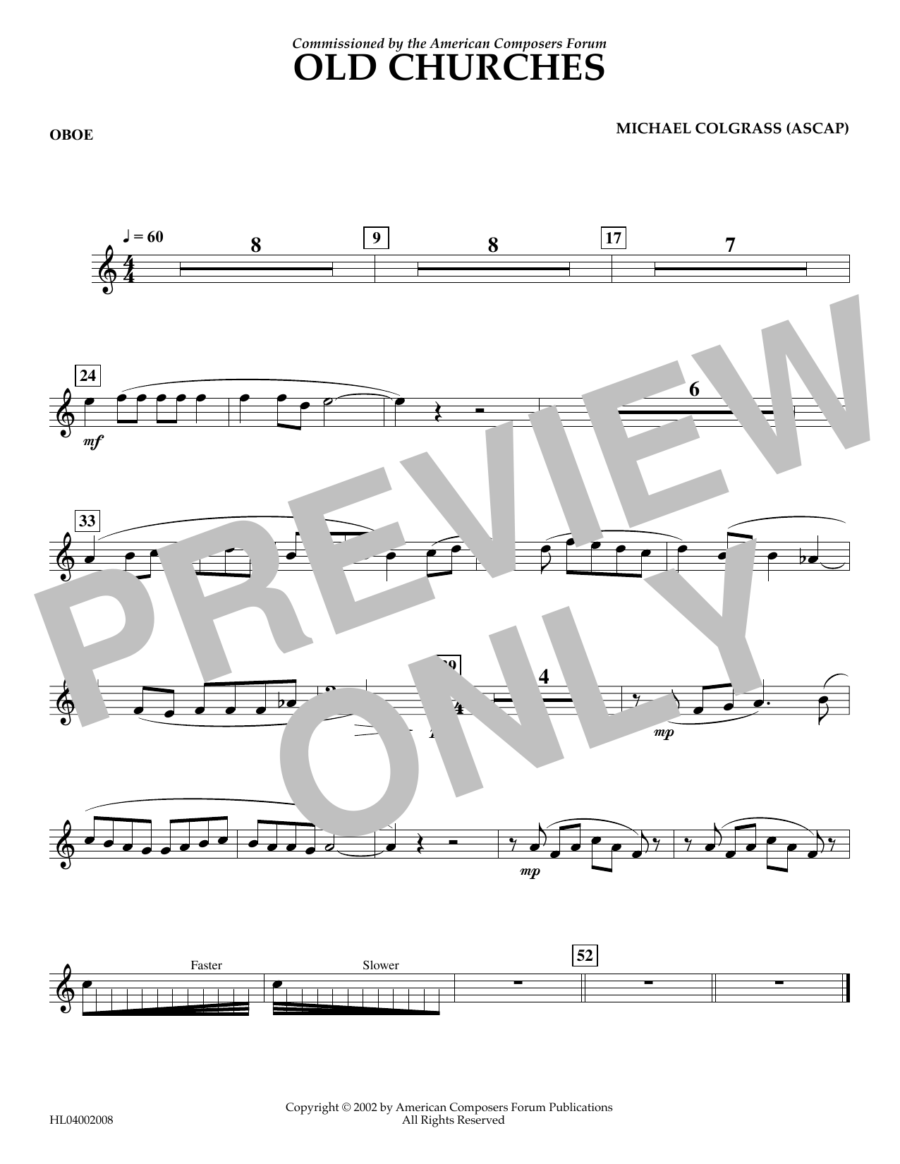 Learn to play Michael Colgrass Old Churches - Oboe sheet music for Concert Band in minutes. Price: 5.9900$ Michael Colgrass Old Churches - Oboe sheet music notes and chords arranged for Concert Band