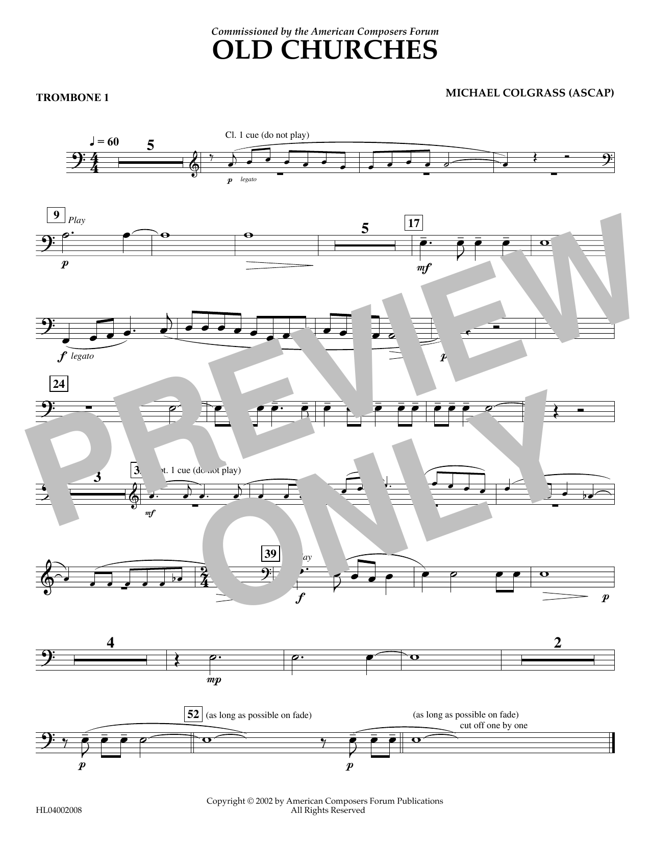 Learn to play Michael Colgrass Old Churches - Trombone 1 sheet music for Concert Band in minutes. Price: 5.9900$ Michael Colgrass Old Churches - Trombone 1 sheet music notes and chords arranged for Concert Band