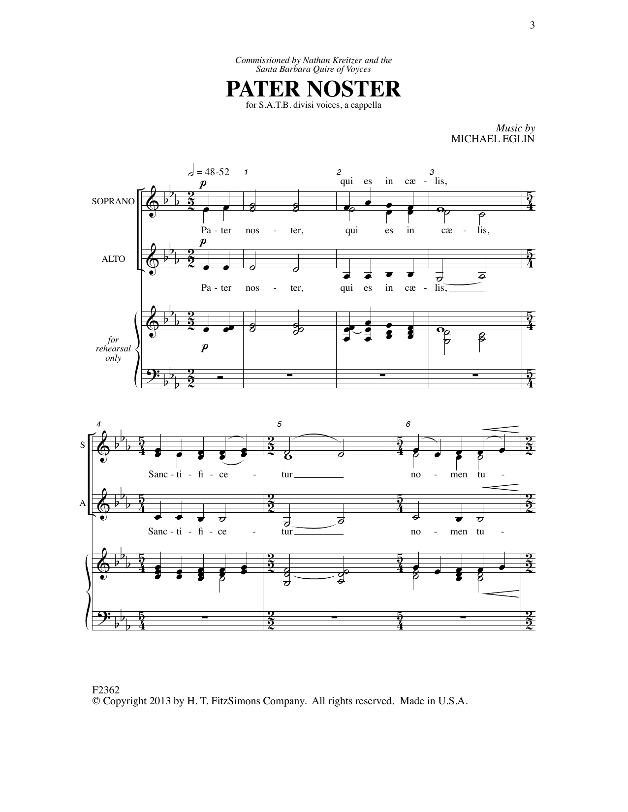 Michael Eglin Pater Noster sheet music notes and chords. Download Printable PDF.