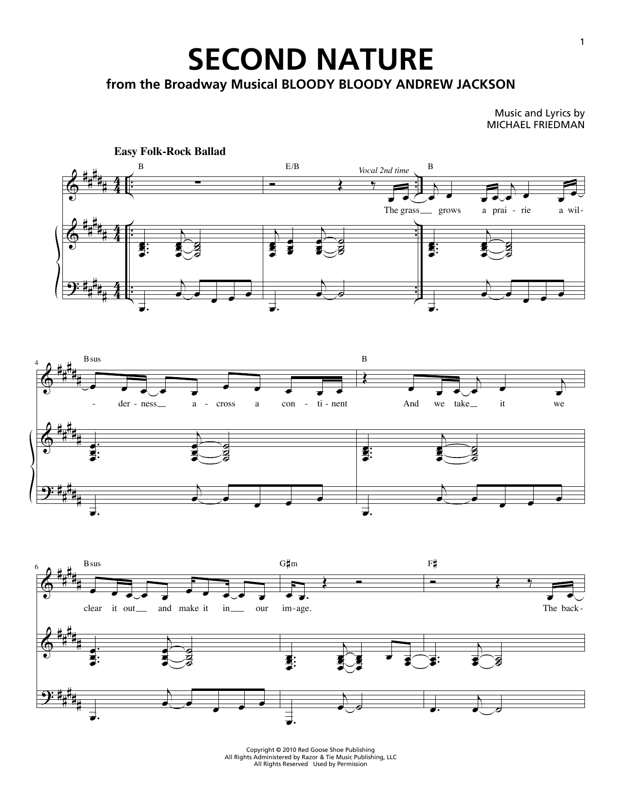 Michael Friedman Second Nature sheet music notes and chords. Download Printable PDF.