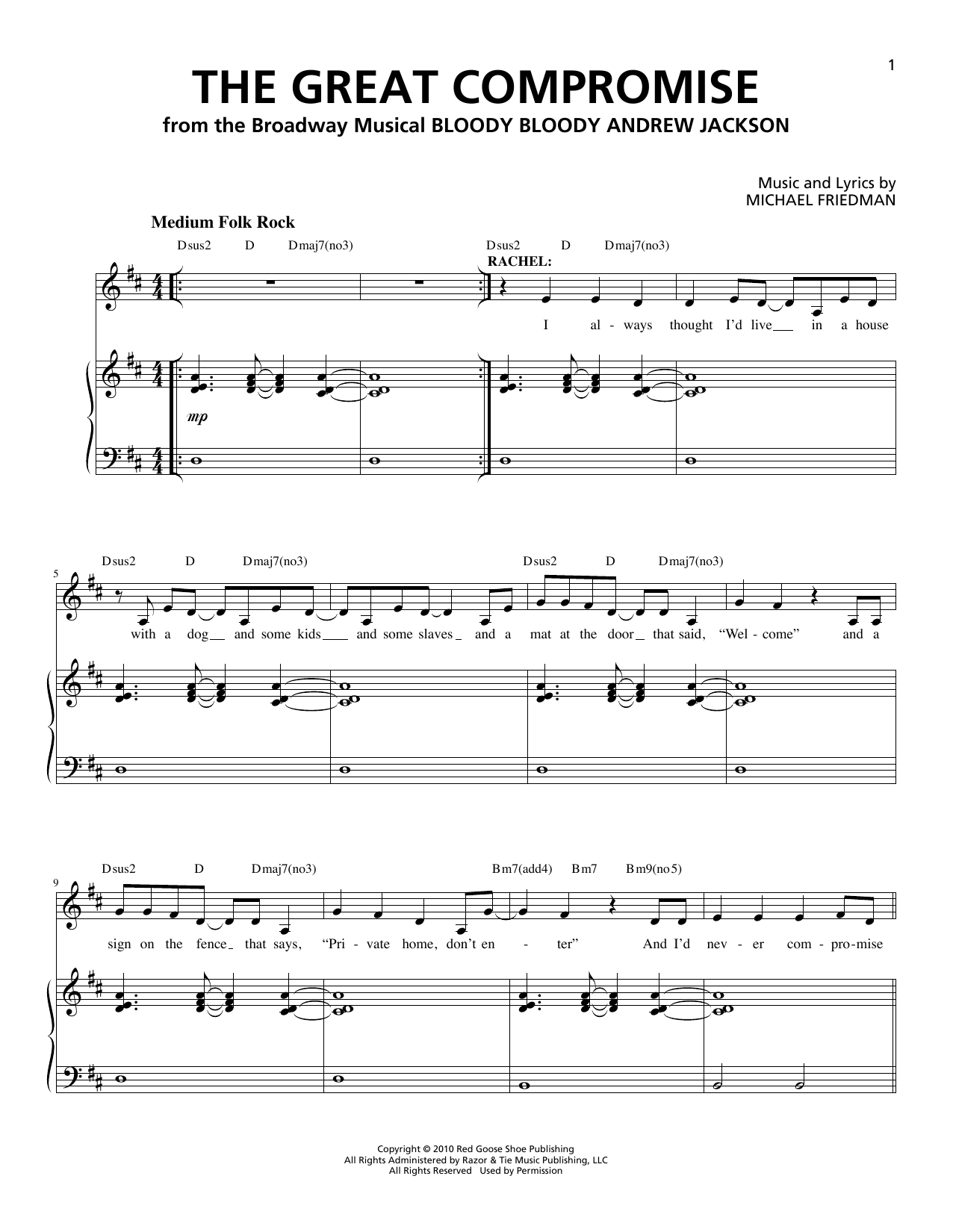 Michael Friedman The Great Compromise sheet music notes and chords. Download Printable PDF.