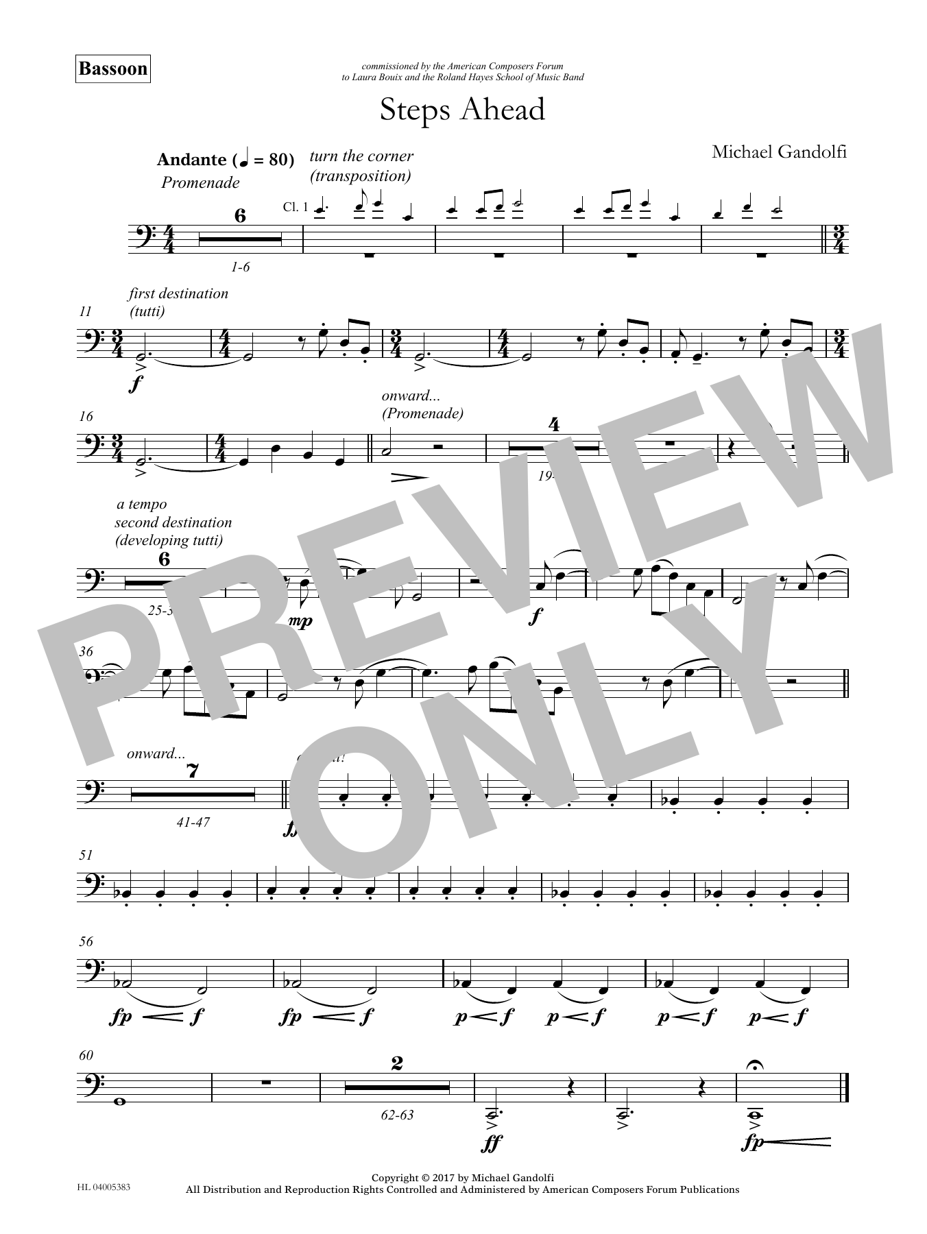 Learn to play Michael Gandolfi Steps Ahead - Bassoon sheet music for Concert Band in minutes. Price: 59.9900$ Michael Gandolfi Steps Ahead - Bassoon sheet music notes and chords arranged for Concert Band