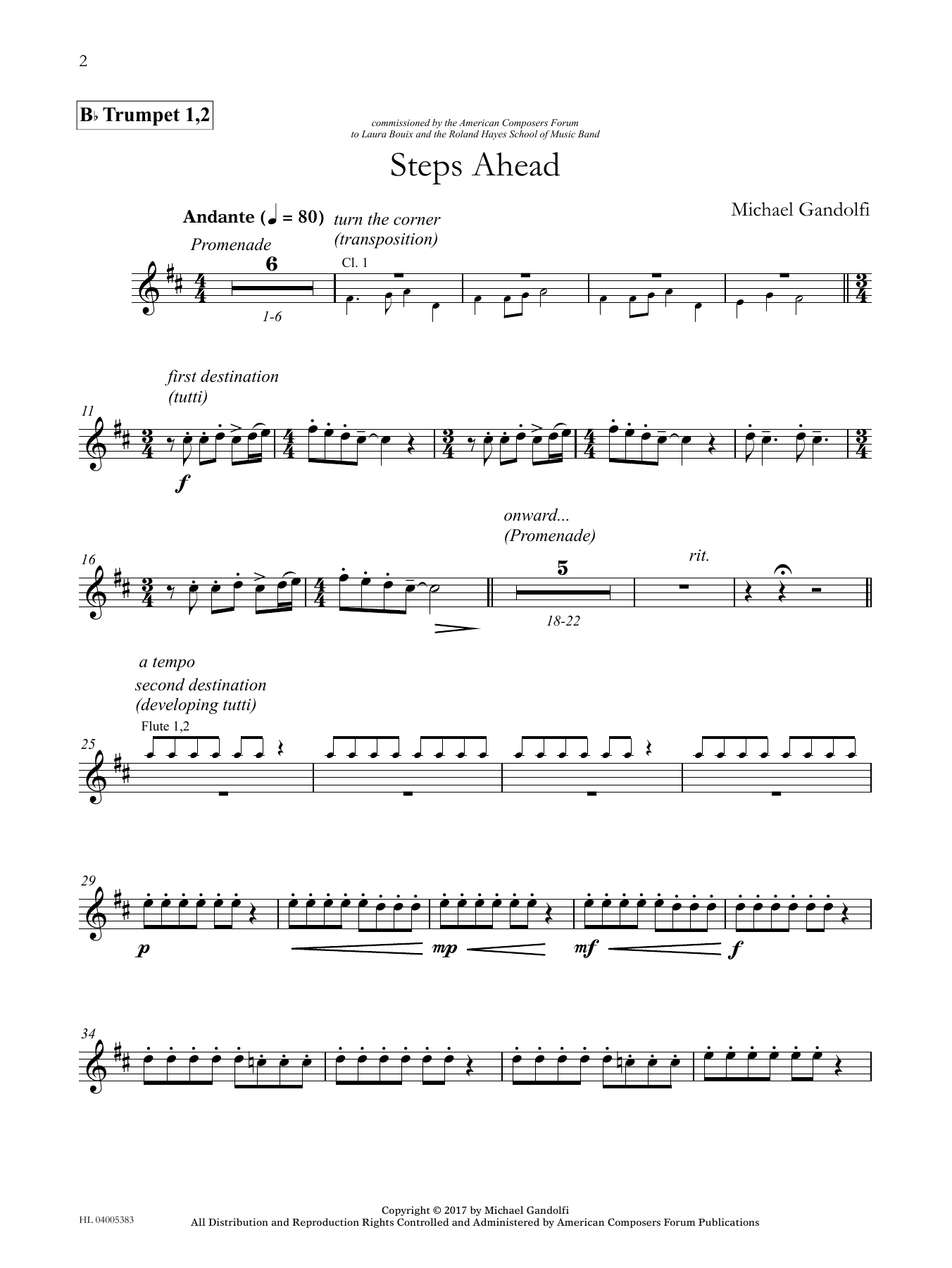 Learn to play Michael Gandolfi Steps Ahead - Bb Trumpet 1,2 sheet music for Concert Band in minutes. Price: 59.9900$ Michael Gandolfi Steps Ahead - Bb Trumpet 1,2 sheet music notes and chords arranged for Concert Band