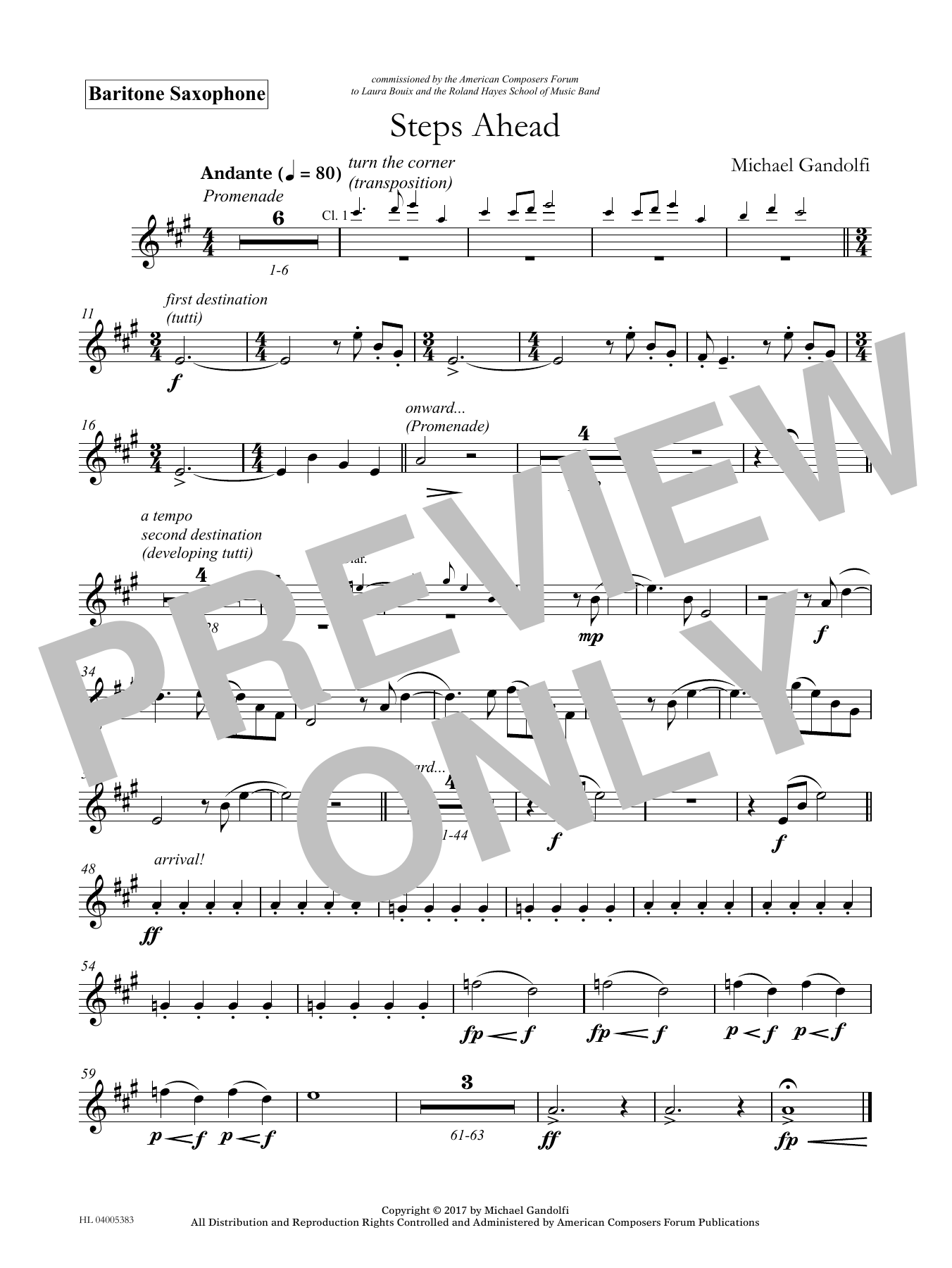Learn to play Michael Gandolfi Steps Ahead - Eb Baritone Saxophone sheet music for Concert Band in minutes. Price: 59.9900$ Michael Gandolfi Steps Ahead - Eb Baritone Saxophone sheet music notes and chords arranged for Concert Band