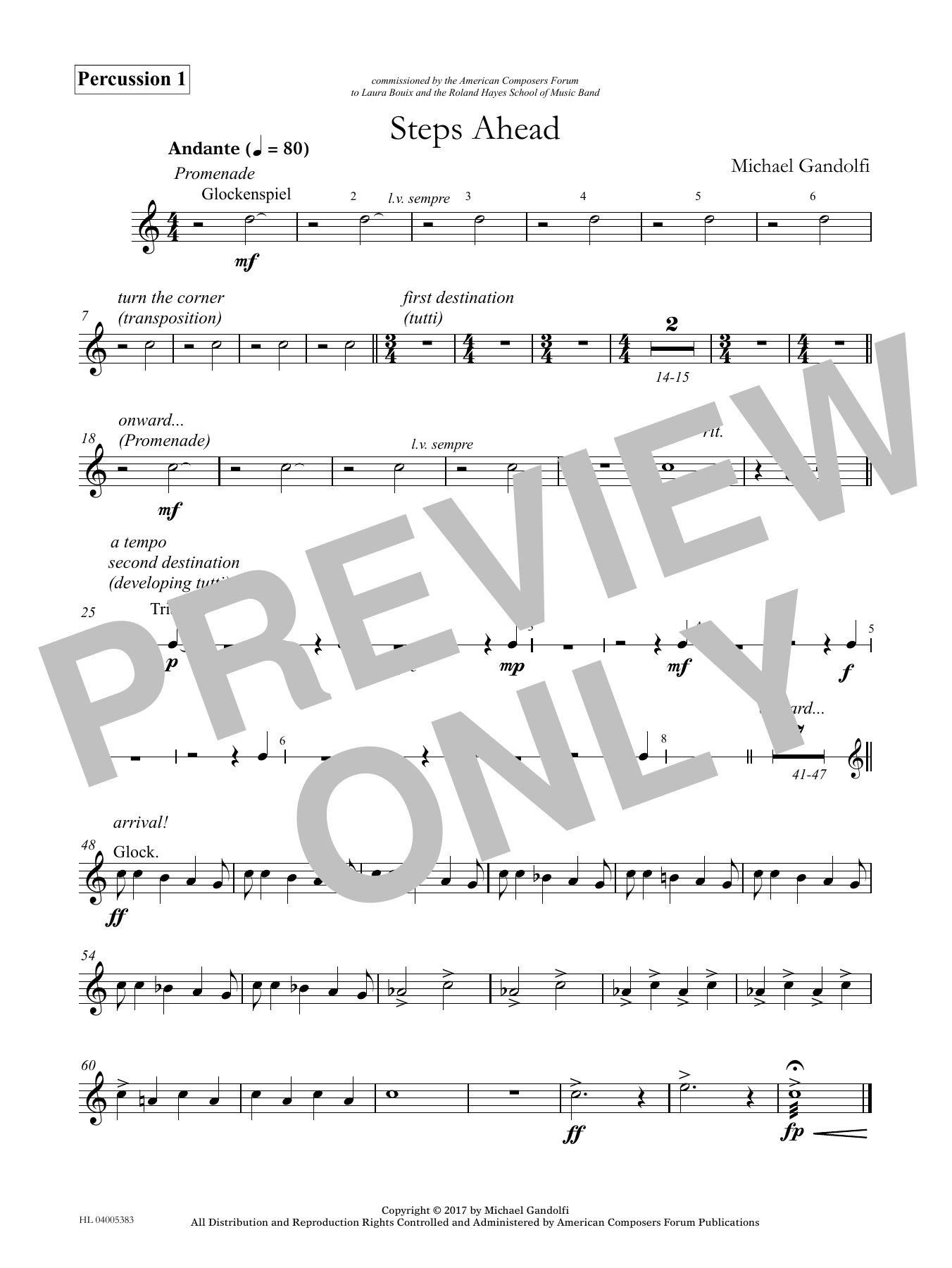 Learn to play Michael Gandolfi Steps Ahead - Glockenspiel sheet music for Concert Band in minutes. Price: 59.9900$ Michael Gandolfi Steps Ahead - Glockenspiel sheet music notes and chords arranged for Concert Band