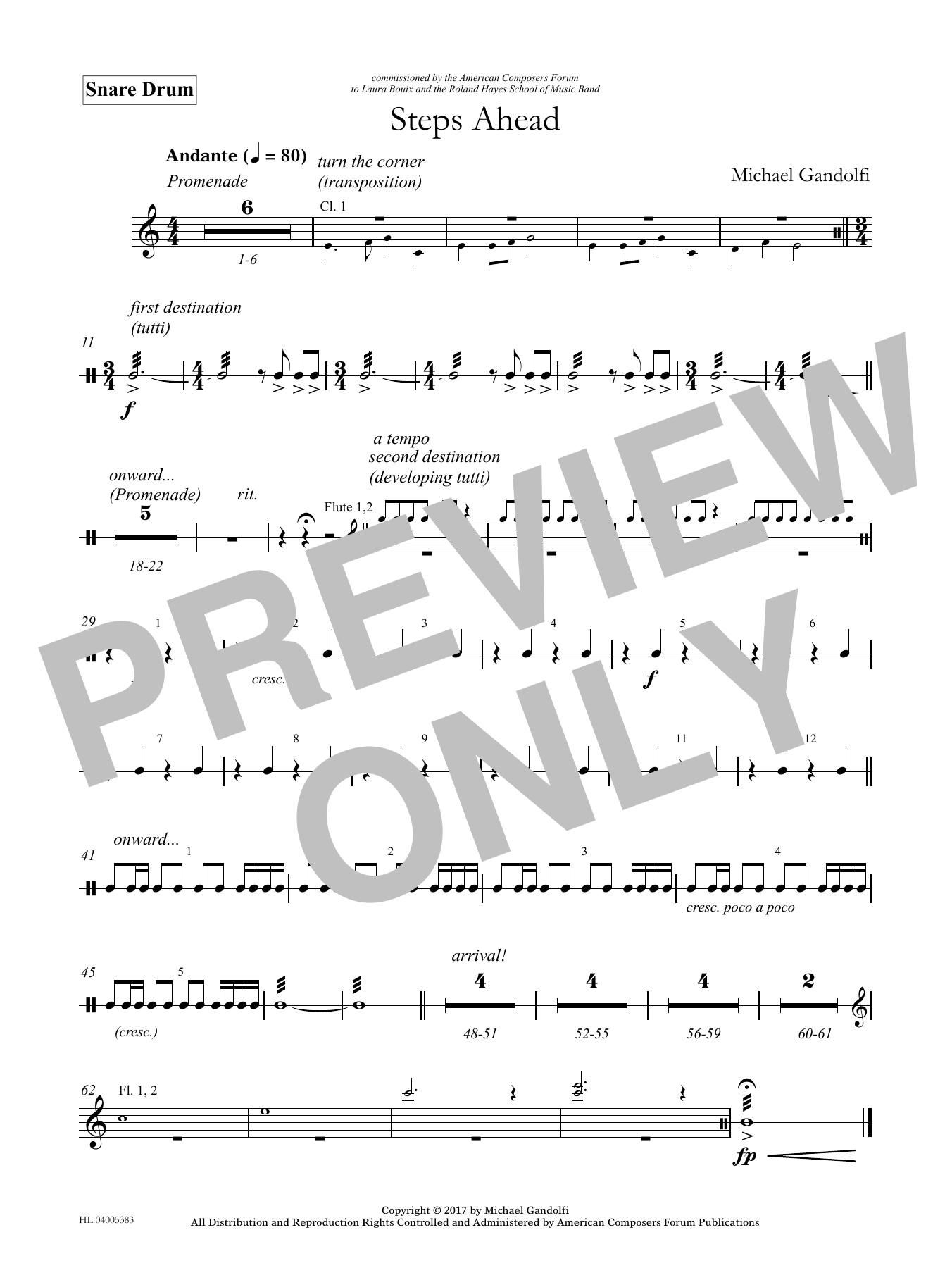 Learn to play Michael Gandolfi Steps Ahead - Snare Drum sheet music for Concert Band in minutes. Price: 59.9900$ Michael Gandolfi Steps Ahead - Snare Drum sheet music notes and chords arranged for Concert Band