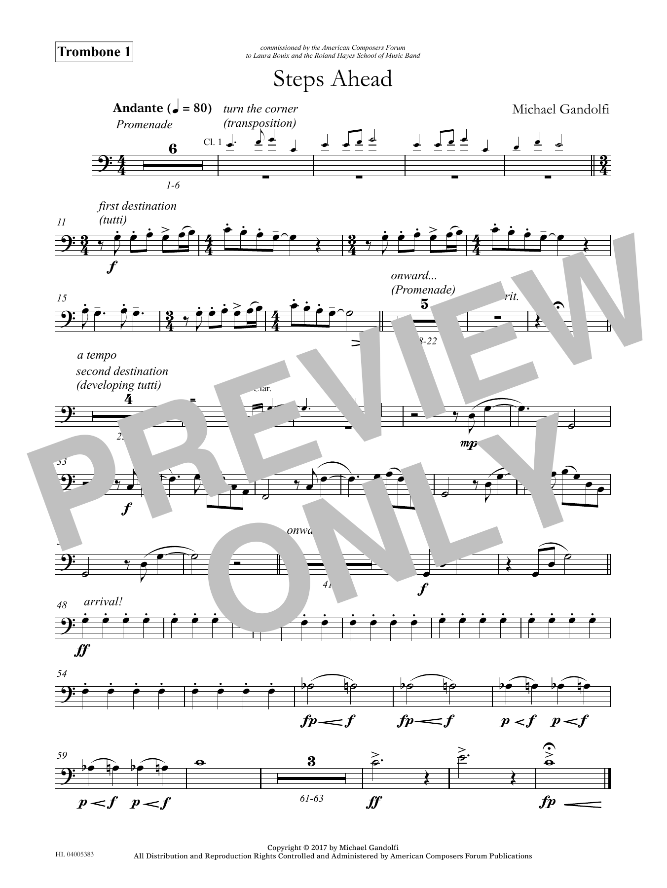 Learn to play Michael Gandolfi Steps Ahead - Trombone 1 sheet music for Concert Band in minutes. Price: 59.9900$ Michael Gandolfi Steps Ahead - Trombone 1 sheet music notes and chords arranged for Concert Band