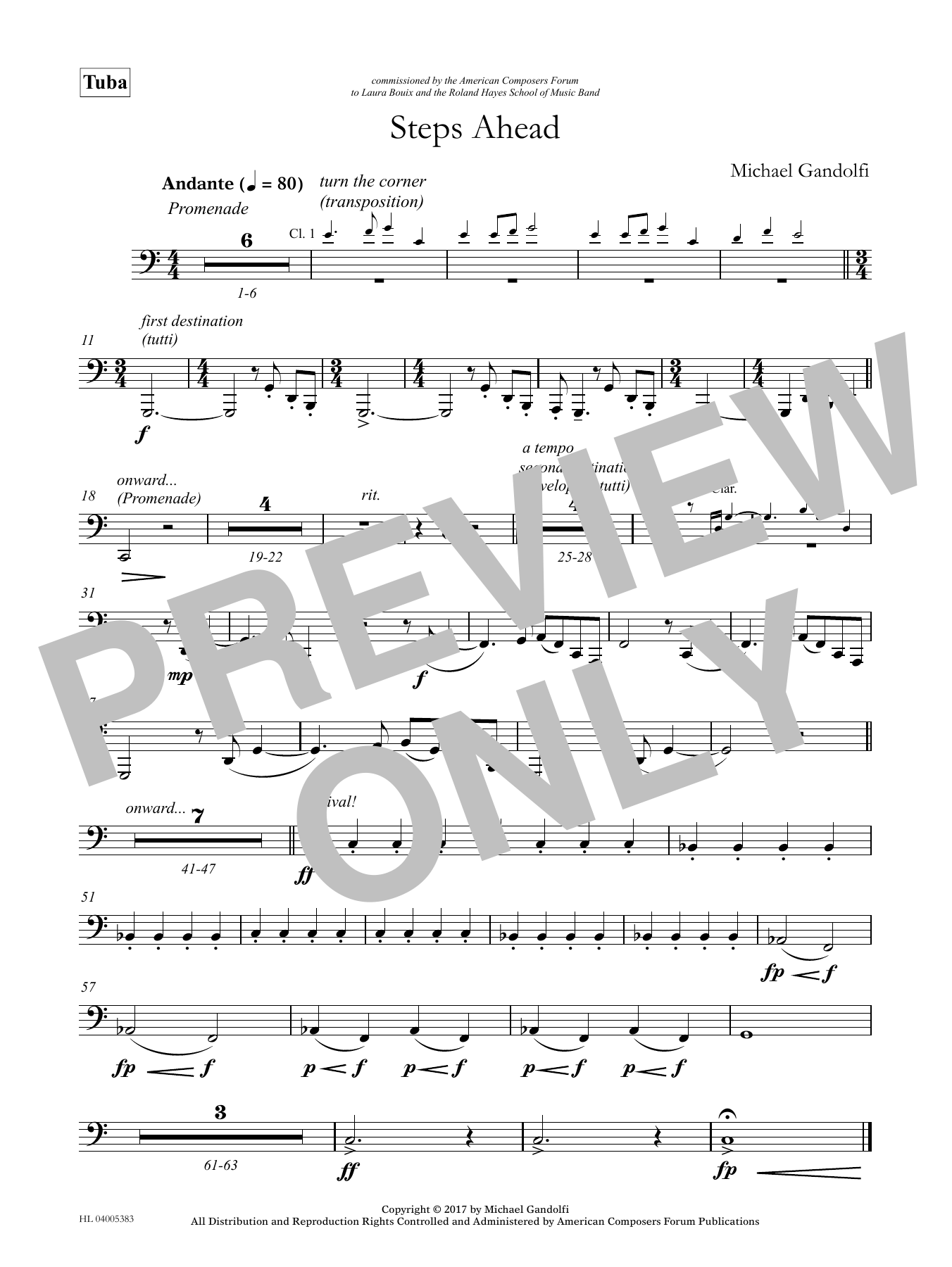 Learn to play Michael Gandolfi Steps Ahead - Tuba sheet music for Concert Band in minutes. Price: 59.9900$ Michael Gandolfi Steps Ahead - Tuba sheet music notes and chords arranged for Concert Band