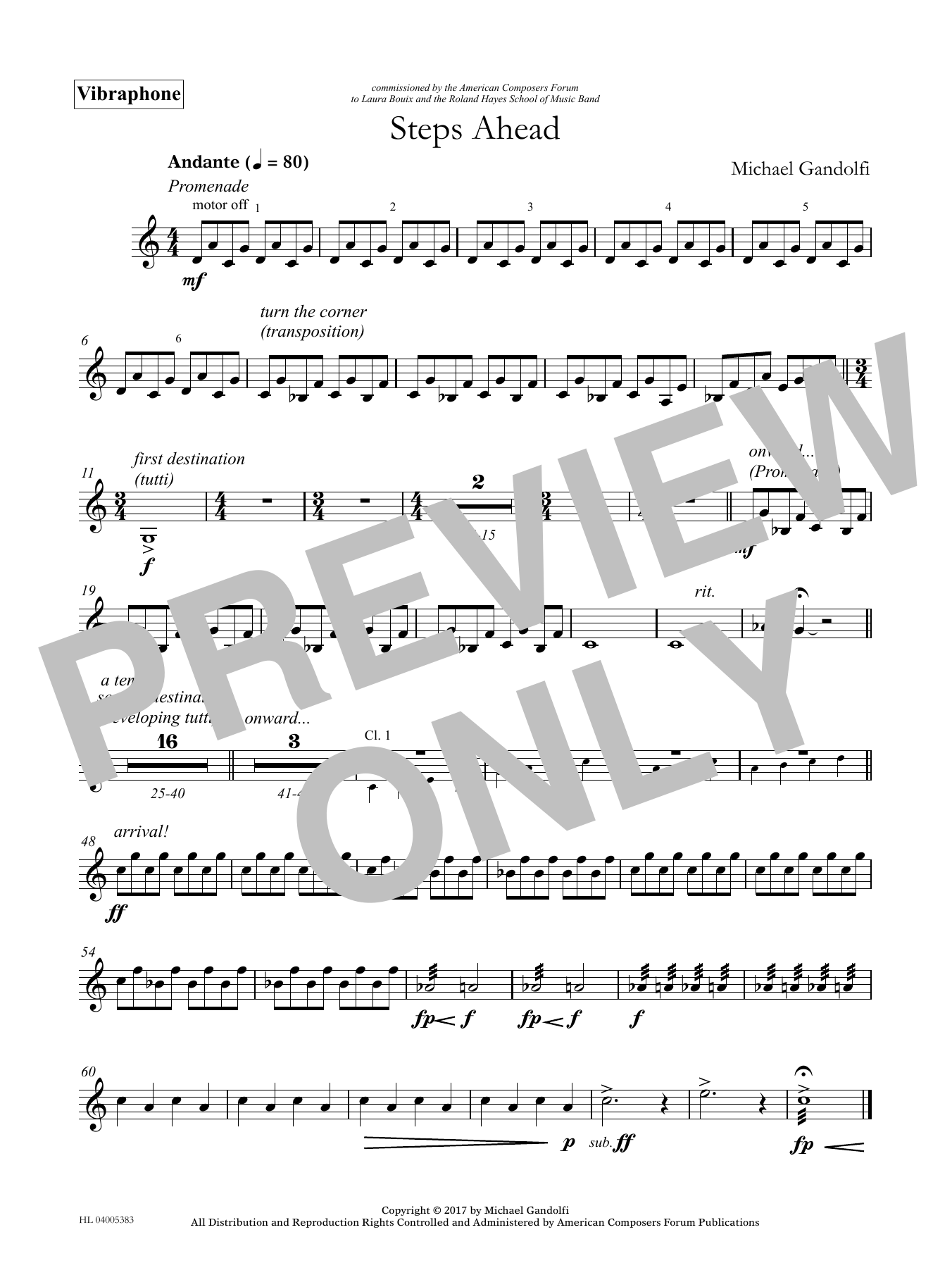 Learn to play Michael Gandolfi Steps Ahead - Vibraphone sheet music for Concert Band in minutes. Price: 59.9900$ Michael Gandolfi Steps Ahead - Vibraphone sheet music notes and chords arranged for Concert Band