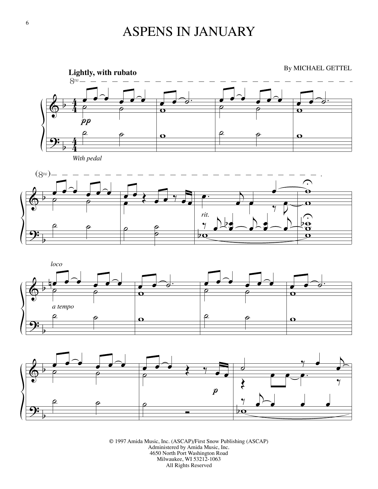 Michael Gettel Aspens In January sheet music notes and chords. Download Printable PDF.