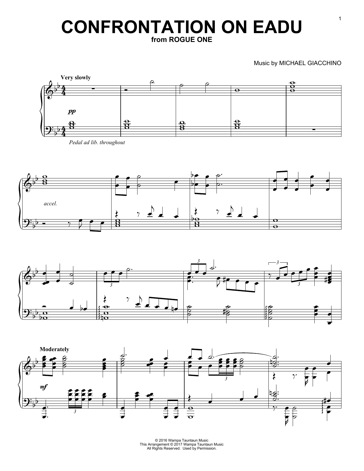 Michael Giacchino Confrontation On Eadu sheet music notes and chords. Download Printable PDF.