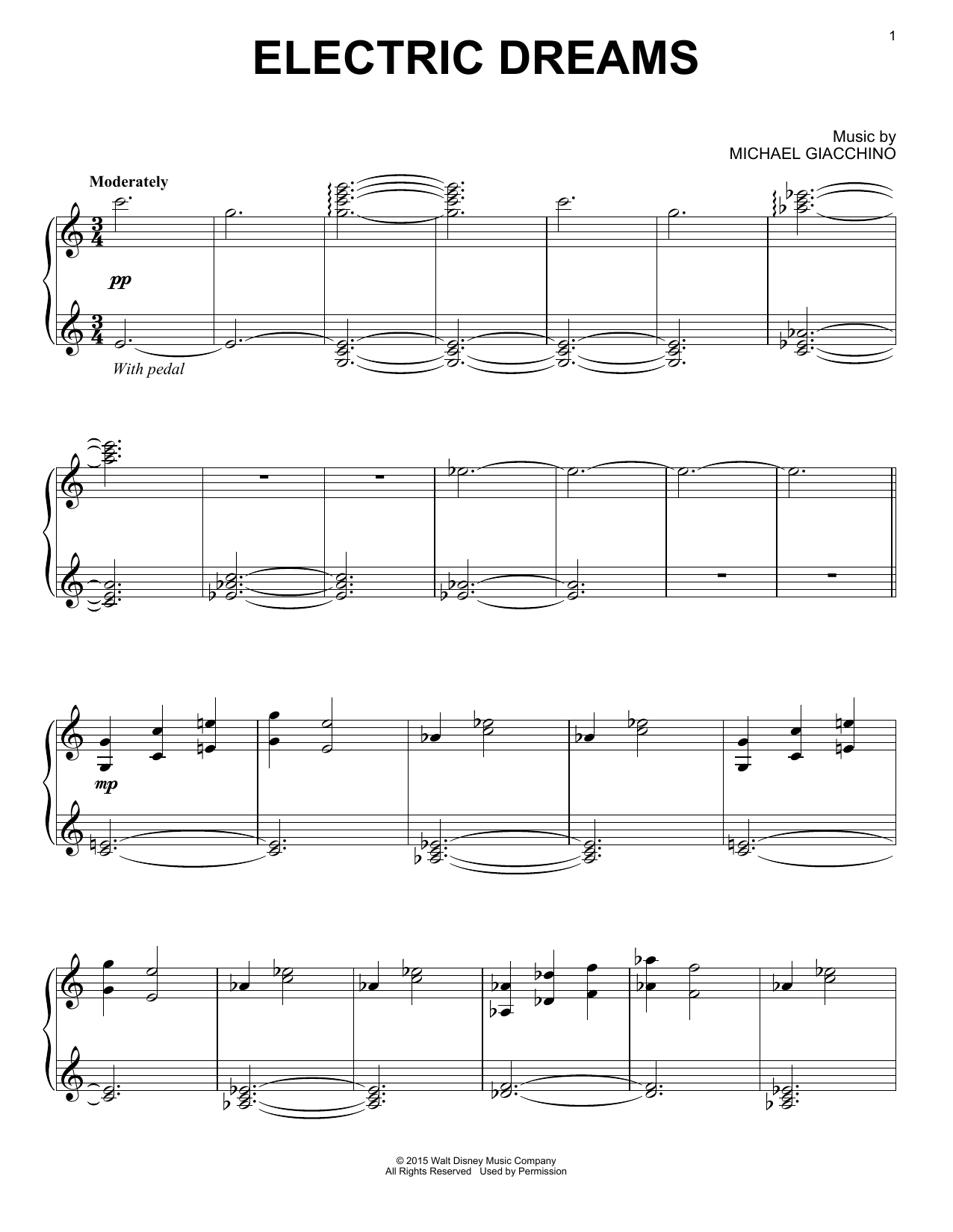 Michael Giacchino Electric Dreams sheet music notes and chords. Download Printable PDF.