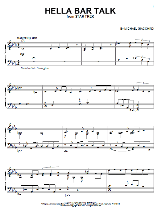 Michael Giacchino Hella Bar Talk sheet music notes and chords. Download Printable PDF.