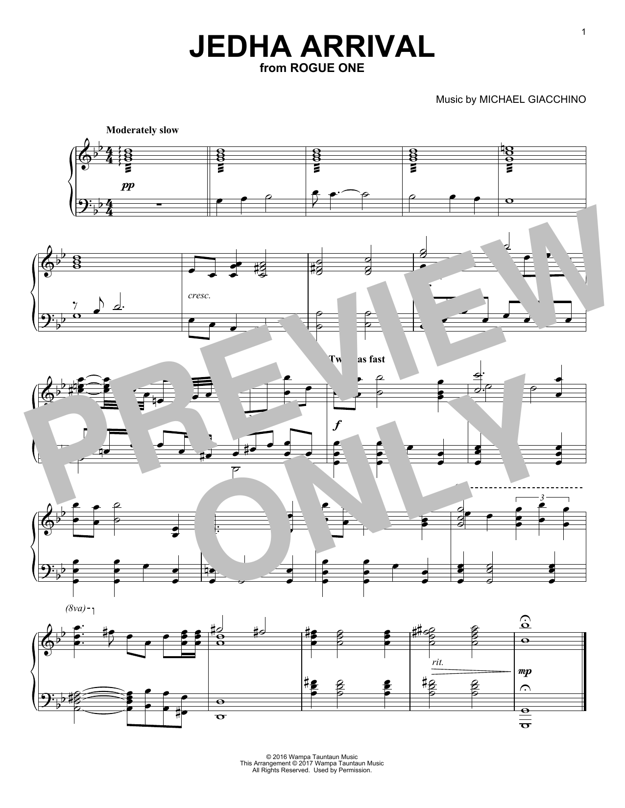 Michael Giacchino Jedha Arrival sheet music notes and chords. Download Printable PDF.