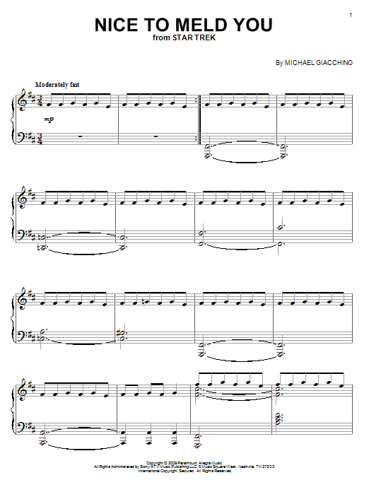 Learn to play Michael Giacchino Nice To Meld You sheet music for Piano Solo in minutes. Michael Giacchino Nice To Meld You sheet music notes and chords. Download Printable PDF.